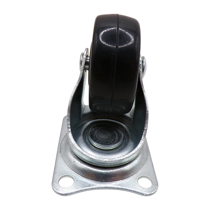 CASTER WHEEL BLACK RUBBER PLATE SWV WOB 50MM