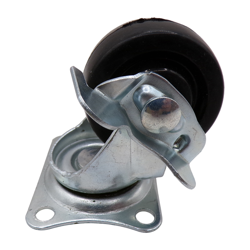 CASTER WHEEL BLACK RUBBER PLATE SWV WB 50MM