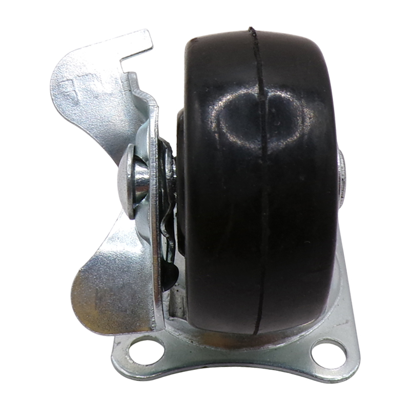 CASTER WHEEL BLACK RUBBER PLATE SWV WB 50MM