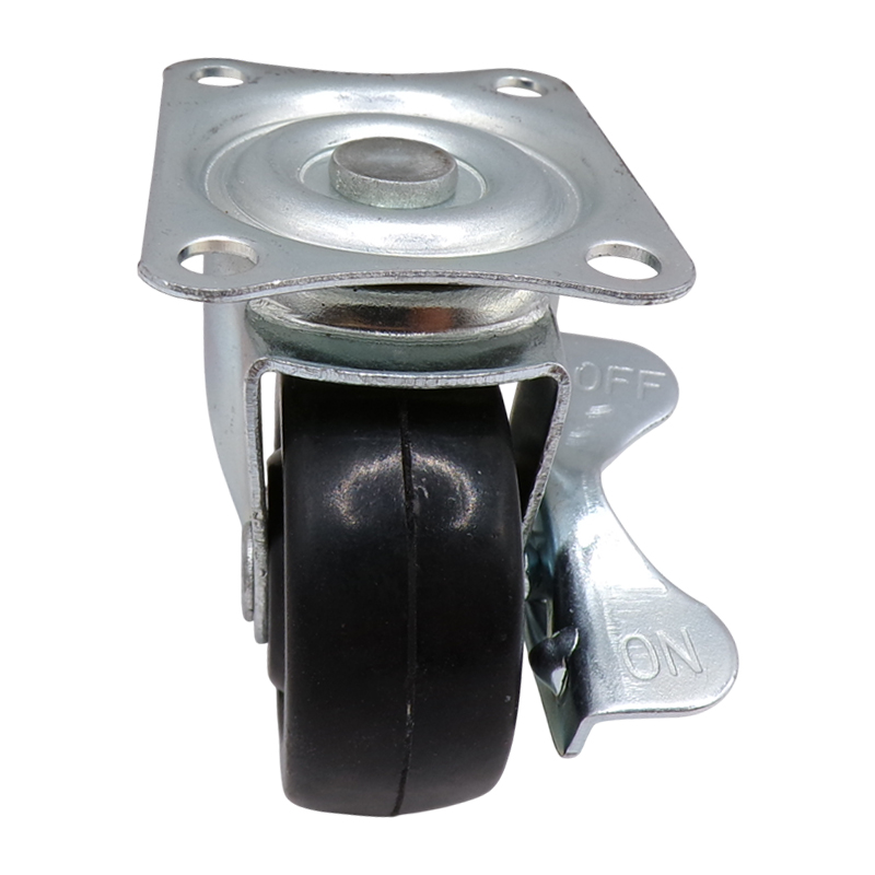 CASTER WHEEL BLACK RUBBER PLATE SWV WB 50MM