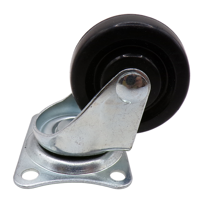 CASTER WHEEL BLACK RUBBER PLATE SWV WOB 40MM