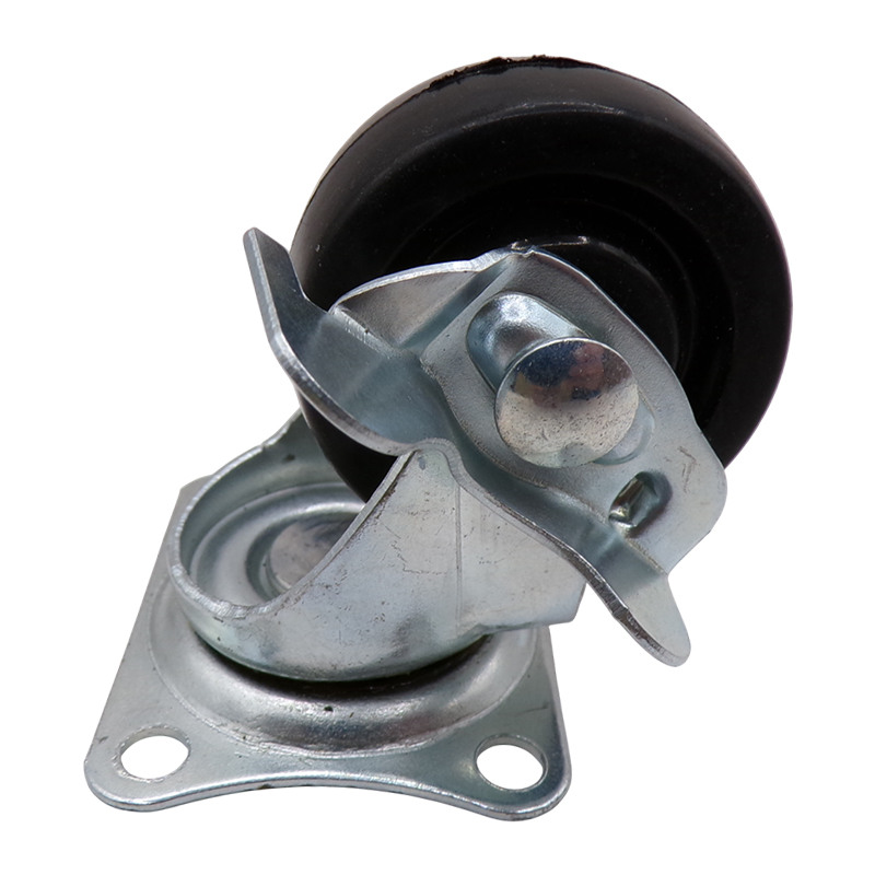 CASTER WHEEL BLACK RUBBER PLATE SWV WB 40MM