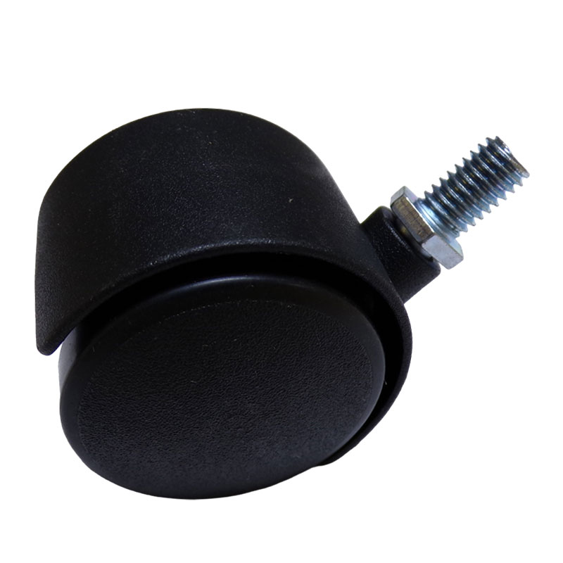 CASTER WHEEL PVC BLACK WITH 10MM BOLT SWV WOB 40MM