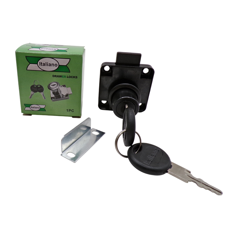 ITALIANO DRAWER LOCK WITH PLASTIC KEY BLACK